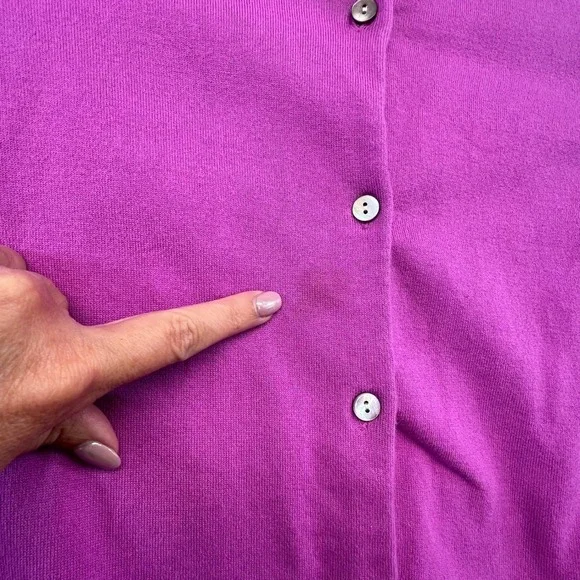 Lands' End Women's Fuchsia Cardigan M Medium Purple Button‎ Front Sweater - Picture 7 of 16